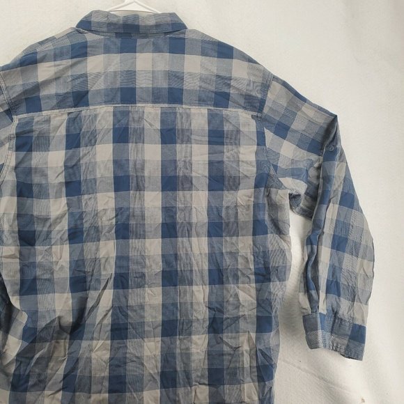 Wrangler Shirt Men's Long Roll Tab Sleeve Button Down Collared Plaid Blue XL - Picture 10 of 11